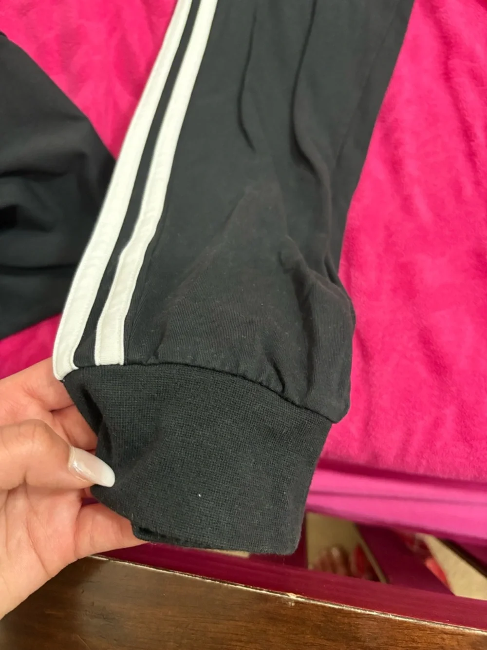 Adidas Kids Black Track Pants with White Stripes - Picture 4 of 4